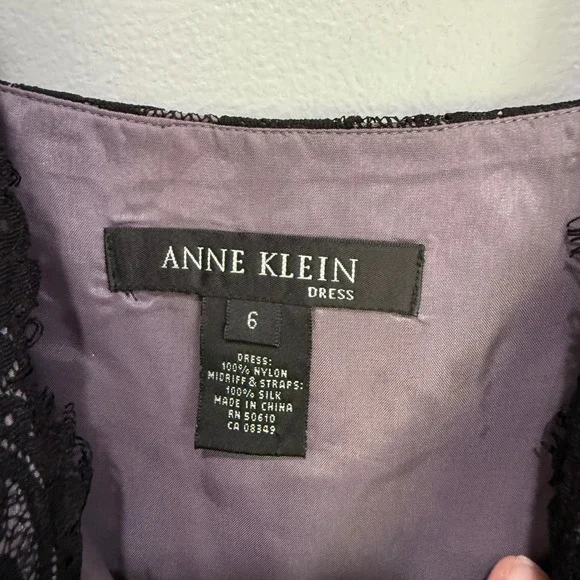 Anne Klein Black Lace Dress Sleeveless Midi Evening Cocktail Party Size 6 - Picture 3 of 7